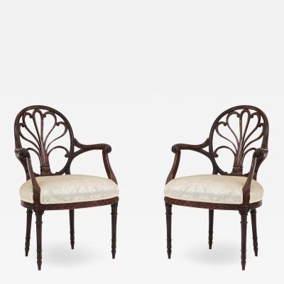 Pair of English Georgian Mahogany Arm Chairs