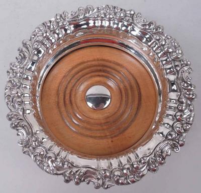 Pair of English Georgian Regency Sterling Silver Wine Coasters 1828