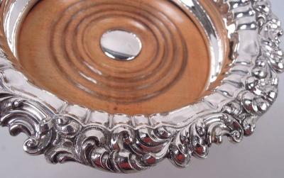 Pair of English Georgian Regency Sterling Silver Wine Coasters 1828