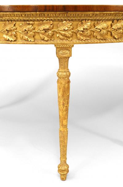 Pair of English Georgian Satinwood Demilune Console Tables