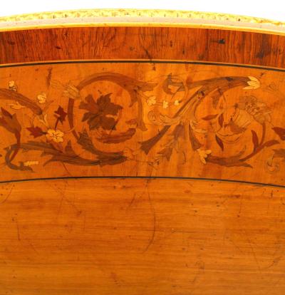 Pair of English Georgian Satinwood Demilune Console Tables