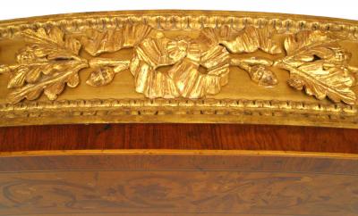 Pair of English Georgian Satinwood Demilune Console Tables