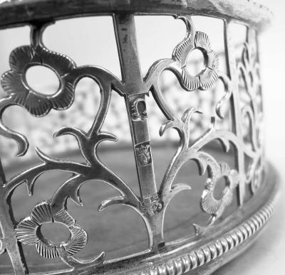 Pair of English Georgian Sterling Silver Wine Coasters 1768