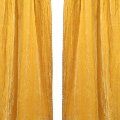 Pair of English Georgian Style Gold Velvet Fringe Lace Drapes