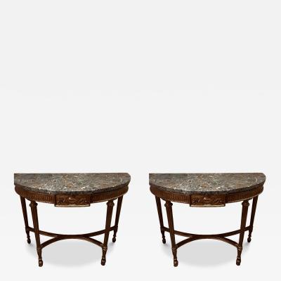 Pair of English Georgian Style Medallion Console Tables