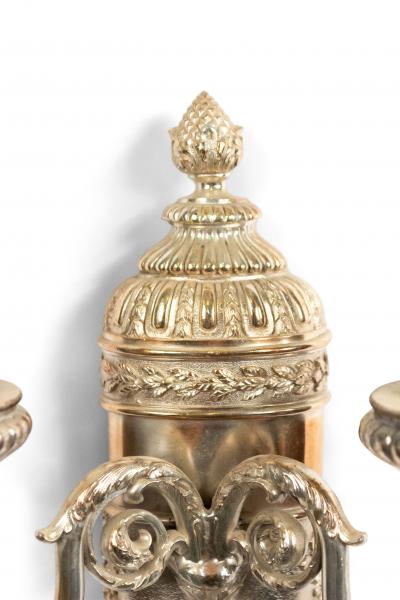 Pair of English Georgian Style Silver Plate Wall Sconces