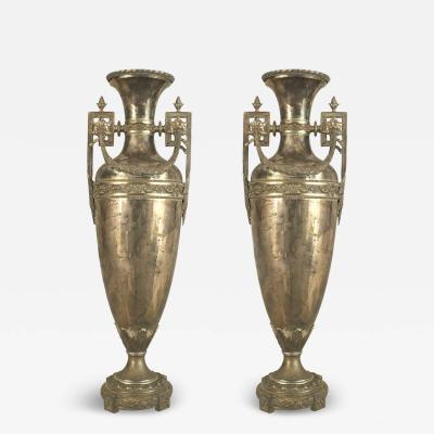 Pair of English Georgian Style Silver Plated Vases