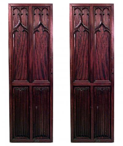 Pair of English Gothic Revival Mahogany Doors