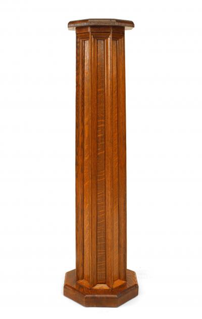 Pair of English Gothic Revival Oak Pedestals