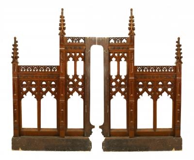 Pair of English Gothic Revival Oak Railings
