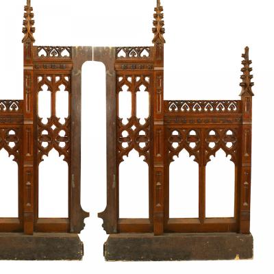 Pair of English Gothic Revival Oak Railings
