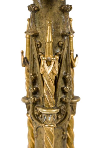 Pair of English Gothic Revival Style Bronze Dore Candelabras
