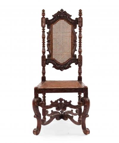 Pair of English Jacobean Walnut Side Chairs