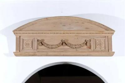 Pair of English Neoclassical Style 1850s Carved Pine Overdoors with Swag Motifs