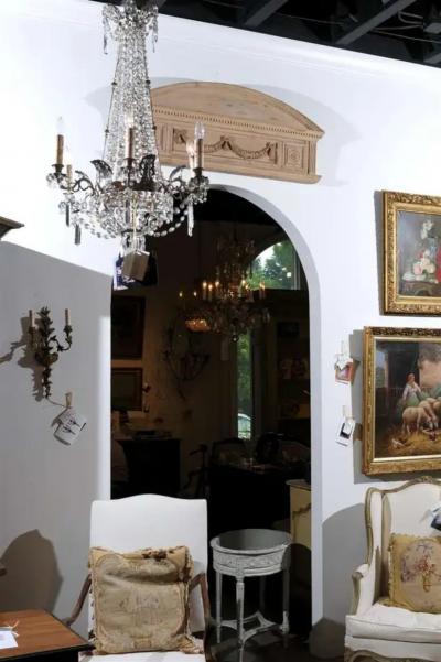 Pair of English Neoclassical Style 1850s Carved Pine Overdoors with Swag Motifs