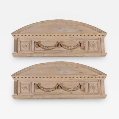 Pair of English Neoclassical Style 1850s Carved Pine Overdoors with Swag Motifs