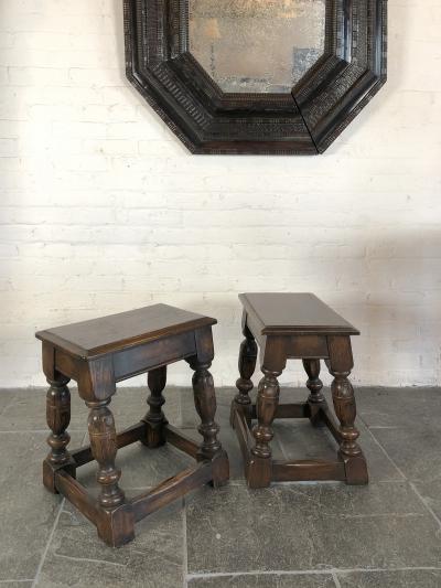 Pair of English Oak Elizabethan Style Stools or End Tables