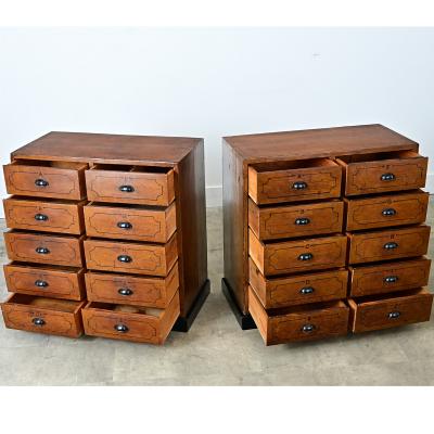 Pair of English Painted Pine File Drawers