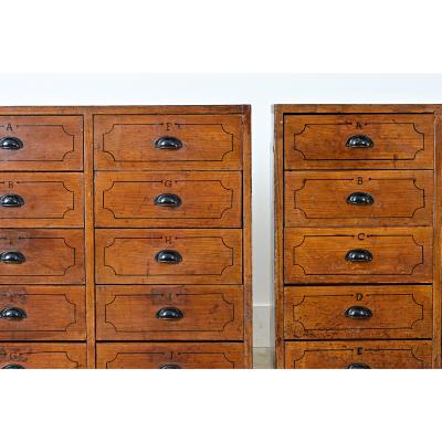 Pair of English Painted Pine File Drawers