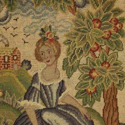 Pair of English Petit Point Needlework Picture Panels