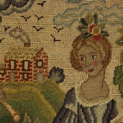 Pair of English Petit Point Needlework Picture Panels