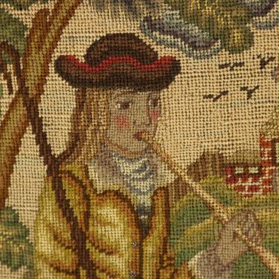 Pair of English Petit Point Needlework Picture Panels