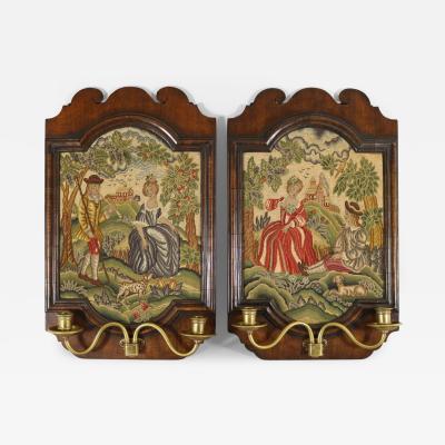 Pair of English Petit Point Needlework Picture Panels