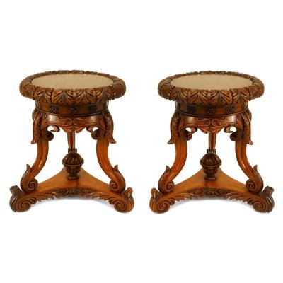 Pair of English Regency Anglo Indian Rosewood Taborets