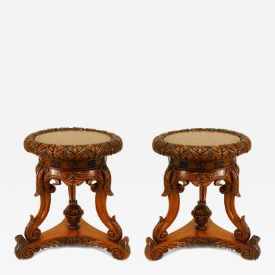 Pair of English Regency Anglo Indian Rosewood Taborets