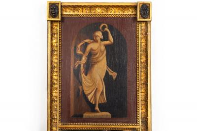 Pair of English Regency Antique Classical Painted Panel Pier Mirrors ca 1810