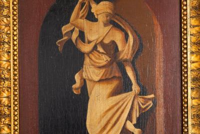 Pair of English Regency Antique Classical Painted Panel Pier Mirrors ca 1810