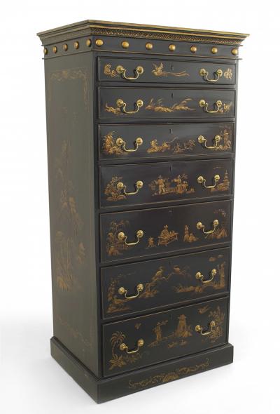 Pair of English Regency Black Lacquered Chests