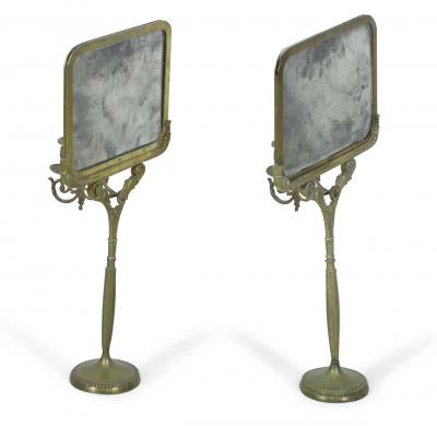 Pair of English Regency Bronze Reflector Candlesticks