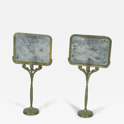 Pair of English Regency Bronze Reflector Candlesticks