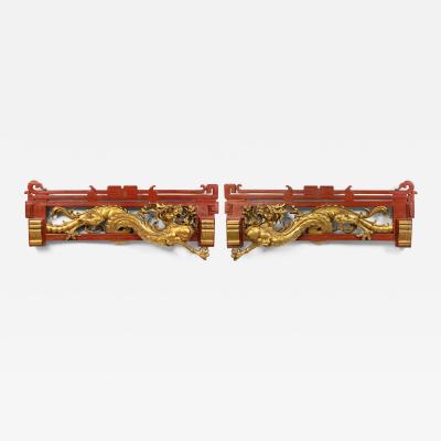 Pair of English Regency Carved Dragon Wall Plaques