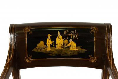 Pair of English Regency Chinoiserie Arm Chairs