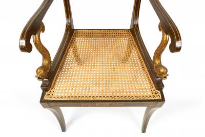 Pair of English Regency Chinoiserie Arm Chairs