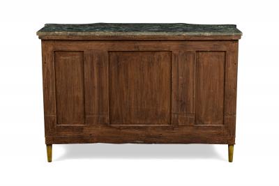Pair of English Regency Chinoiserie Faux Bamboo and Green Marble Commodes