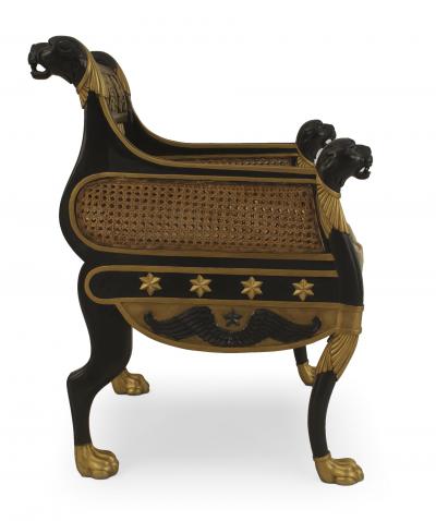 Pair of English Regency Ebonized Berga Arm Chairs