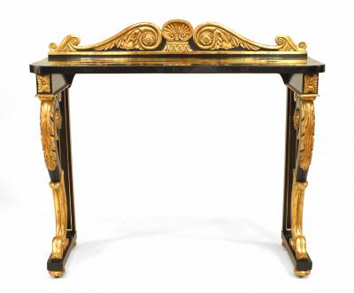 Pair of English Regency Ebonized and Gilt Console Table