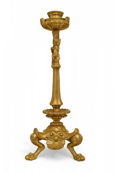 Pair of English Regency Gilt Bronze Candlesticks