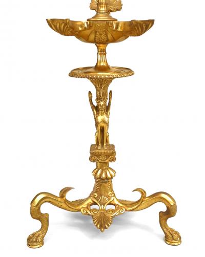 Pair of English Regency Gilt Bronze Sphinx Table Lamps