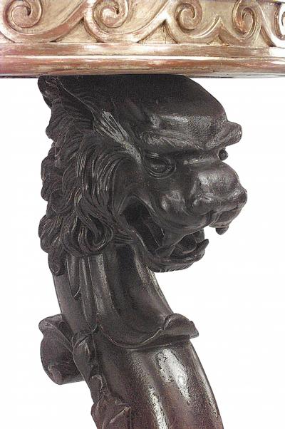Pair of English Regency Lion Leg Console Tables