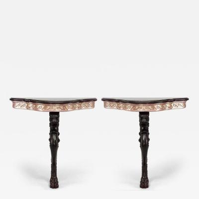 Pair of English Regency Lion Leg Console Tables