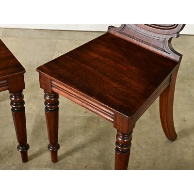 Pair of English Regency Mahogany Hall Chairs