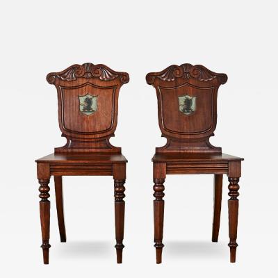 Pair of English Regency Mahogany Hall Chairs