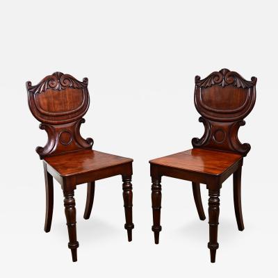 Pair of English Regency Mahogany Hall Chairs