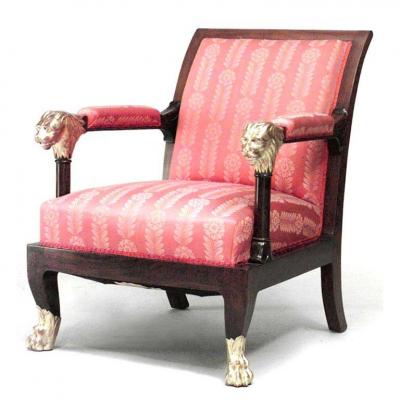 Pair of English Regency Red Armchairs