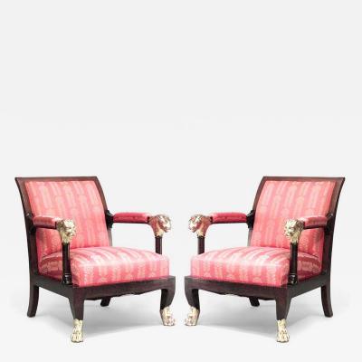 Pair of English Regency Red Armchairs