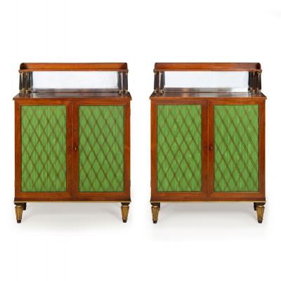 Pair of English Regency Rosewood Chiffoniers Cabinets Bookcases ca 1810